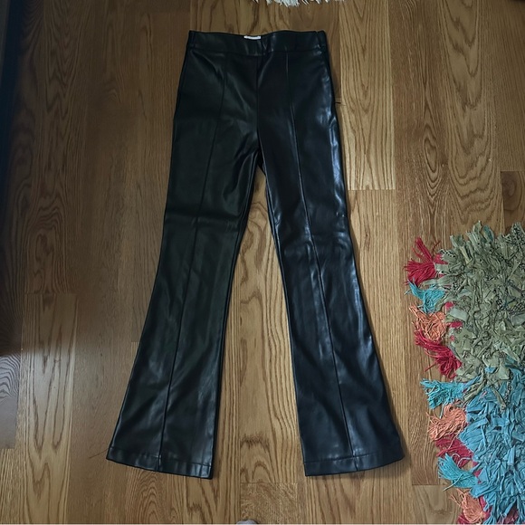 Princess Polly Black Leather Flare Pants - Picture 1 of 3